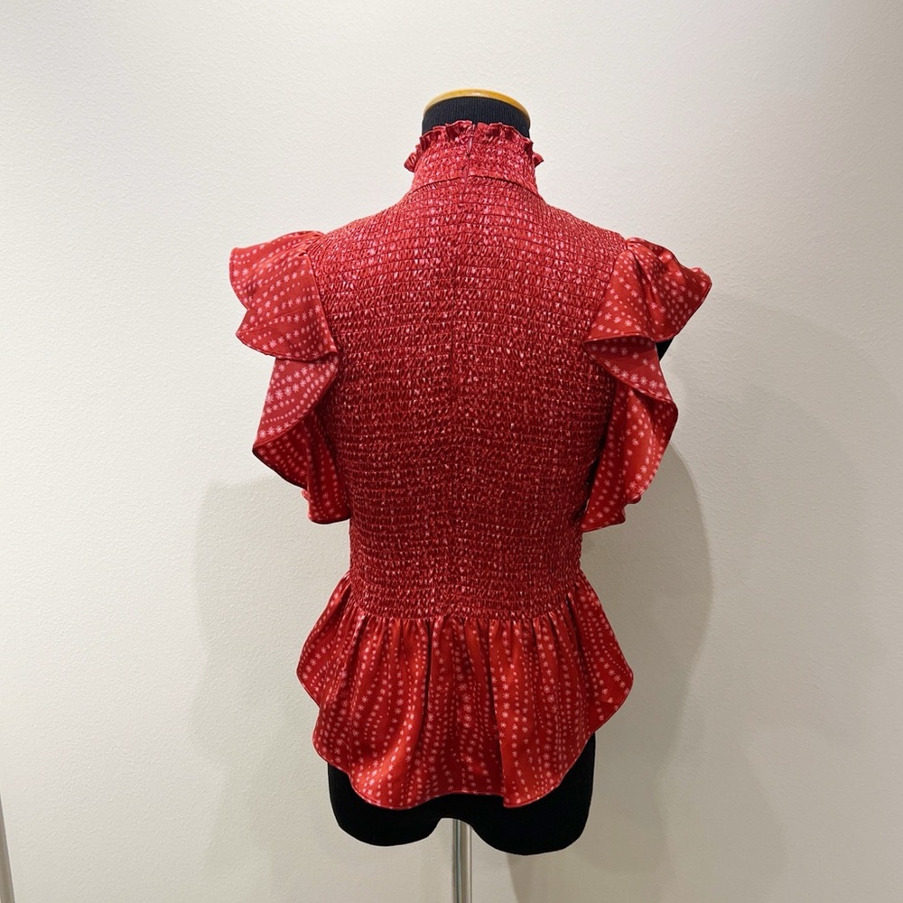 Cinq a Sept Kimiko Smocked Silk Top - Picture 6 of 13